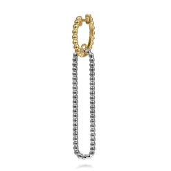 Outlet Gabriel & Co. 14K White Yellow Gold Bujukan Beads and Diamond Huggie Drop Earrings