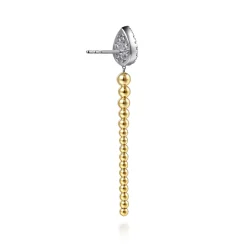 Hot Gabriel & Co. 14K White Yellow Gold Bujukan Beads and Diamond Teardrop Stud Drop Earrings