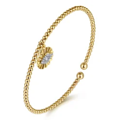 Outlet Gabriel & Co. 14K White-Yellow Gold Bujukan Beaded Diamond Evil Eye Charm Cuff Bangle Bracelet