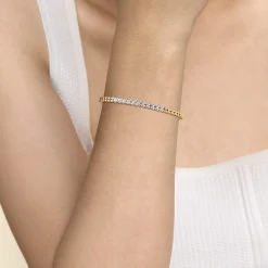 Online Gabriel & Co. 14K White Yellow Gold Bujukan Beads and Diamond Split Bangle Bracelet