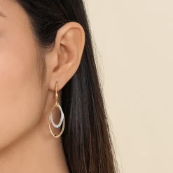 Clearance Gabriel & Co. 14K White Yellow Gold Bujukan Clover and Graduating Diamond Drop Earrings