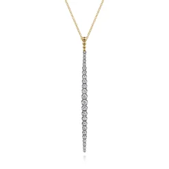 New Gabriel & Co. 14K White Yellow Gold Bujukan Diamond Bar Pendant Necklace