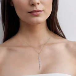 New Gabriel & Co. 14K White Yellow Gold Bujukan Diamond Bar Pendant Necklace