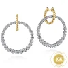 Clearance Gabriel & Co. 14K White-Yellow Gold Bujukan Diamond Circle Huggies