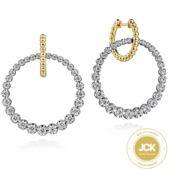 Clearance Gabriel & Co. 14K White-Yellow Gold Bujukan Diamond Circle Huggies