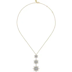 Outlet Gabriel & Co. 14K White Yellow Gold Bujukan Diamond Starburst Drop Pendant Necklace