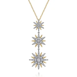 Outlet Gabriel & Co. 14K White Yellow Gold Bujukan Diamond Starburst Drop Pendant Necklace
