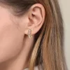 New Gabriel & Co. 14K White Yellow Gold Bujukan Diamond J Hoop Stud Earrings