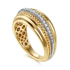 Online Gabriel & Co. 14K White Yellow Gold Bujukan Diamond Wide Band Ring