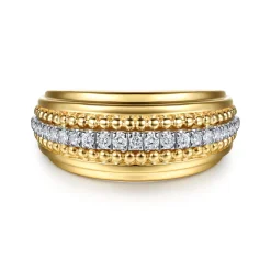 Online Gabriel & Co. 14K White Yellow Gold Bujukan Diamond Wide Band Ring