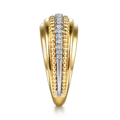 Online Gabriel & Co. 14K White Yellow Gold Bujukan Diamond Wide Band Ring