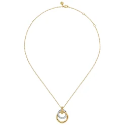 New Gabriel & Co. 14K White Yellow Gold Bujukan Diamond Pendant Necklace