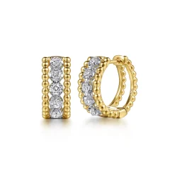 Online Gabriel & Co. 14K White Yellow Gold Bujukan Diamond Pave Huggie Earrings