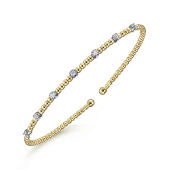 Clearance Gabriel & Co. 14K White-Yellow Gold Bujukan Diamond Stations Bangle