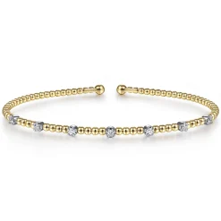 Clearance Gabriel & Co. 14K White-Yellow Gold Bujukan Diamond Stations Bangle