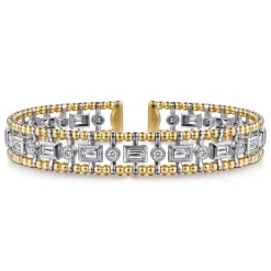 Discount Gabriel & Co. 14K White-Yellow Gold Bujukan Diamond Bangle