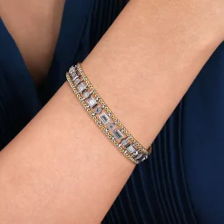 Discount Gabriel & Co. 14K White-Yellow Gold Bujukan Diamond Bangle