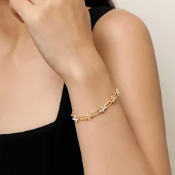 New Gabriel & Co. 14K White Yellow Gold Bujukan Diamond Spike Link Chain Bracelet