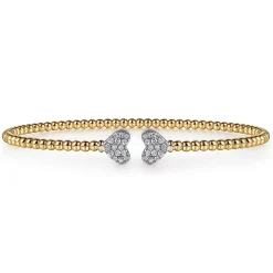 Gabriel & Co. 14K White-Yellow Gold Bujukan Diamond Hearts Split Bangle