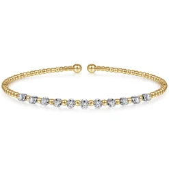 New Gabriel & Co. 14K White-Yellow Gold Bujukan Diamond Split Bangle