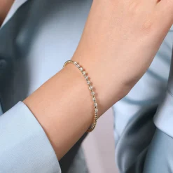 New Gabriel & Co. 14K White-Yellow Gold Bujukan Diamond Split Bangle