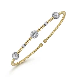 Hot Gabriel & Co. 14K White-Yellow Gold Bujukan Diamond Cluster Stations Bangle