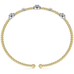 Hot Gabriel & Co. 14K White-Yellow Gold Bujukan Diamond Cluster Stations Bangle