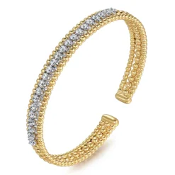 Gabriel & Co. 14K White-Yellow Gold Bujukan Diamond Bangle