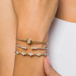 Gabriel & Co. 14K White-Yellow Gold Bujukan Diamond Bangle