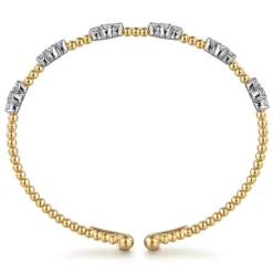 Gabriel & Co. 14K White-Yellow Gold Bujukan Diamond Bangle