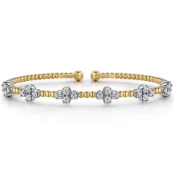 Gabriel & Co. 14K White-Yellow Gold Bujukan Diamond Bangle