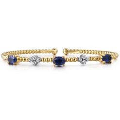 Hot Gabriel & Co. 14K White-Yellow Gold Bujukan Diamond And Sapphire Bangle