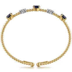 Hot Gabriel & Co. 14K White-Yellow Gold Bujukan Diamond And Sapphire Bangle