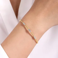 Best Gabriel & Co. 14K White-Yellow Gold Bujukan Diamond Marquise Stations Bangle