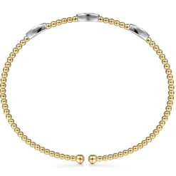 Best Gabriel & Co. 14K White-Yellow Gold Bujukan Diamond Marquise Stations Bangle