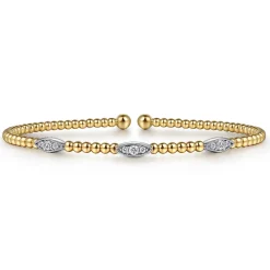 Best Gabriel & Co. 14K White-Yellow Gold Bujukan Diamond Marquise Stations Bangle