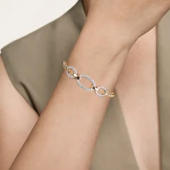 Outlet Gabriel & Co. 14K White Yellow Gold Bujukan Diamond Link Split Bangle Bracelet