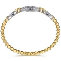 Outlet Gabriel & Co. 14K White Yellow Gold Bujukan Diamond Link Split Bangle Bracelet