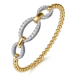 Outlet Gabriel & Co. 14K White Yellow Gold Bujukan Diamond Link Split Bangle Bracelet