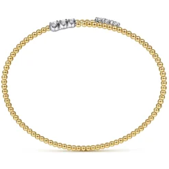 Sale Gabriel & Co. 14K White-Yellow Gold Bujukan Graduating Diamond Bypass Bangle