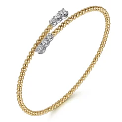 Sale Gabriel & Co. 14K White-Yellow Gold Bujukan Graduating Diamond Bypass Bangle