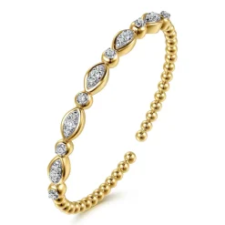 Sale Gabriel & Co. 14K White Yellow Gold Bujukan Marquise Bezel Diamond Bangle Bracelet