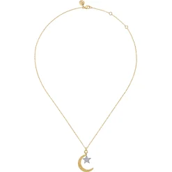 Best Gabriel & Co. 14K White Yellow Gold Bujukan Moon and Diamond Star Pendant Necklace