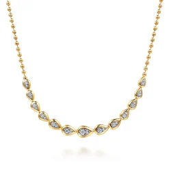 Hot Gabriel & Co. 14K White Yellow Gold Bujukan Pear Shape Diamond Bezel Tennis Necklace
