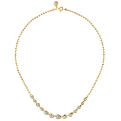 Hot Gabriel & Co. 14K White Yellow Gold Bujukan Pear Shape Diamond Bezel Tennis Necklace