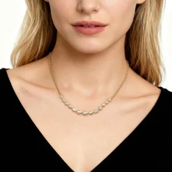 Hot Gabriel & Co. 14K White Yellow Gold Bujukan Pear Shape Diamond Bezel Tennis Necklace