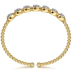 New Gabriel & Co. 14K White Yellow Gold Bujukan Pear Bezel Diamond Split Bangle Bracelet
