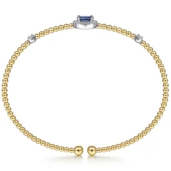 Online Gabriel & Co. 14K White-Yellow Gold Bujukan Sapphire and Diamond Halo Bangle