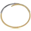 Gabriel & Co. 14K White Yellow Gold Bujukan Spike and Diamond Bypass Bangle Bracelet