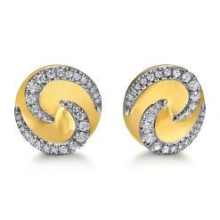 Online Gabriel & Co. 18K White Yellow Gold Bypass Swirl Diamond Stud Earrings